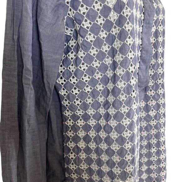 Ann Taylor Loft Softened Shirt Eyelet Embroidered Long Sleeve Button Up Top sz M - Picture 3 of 16